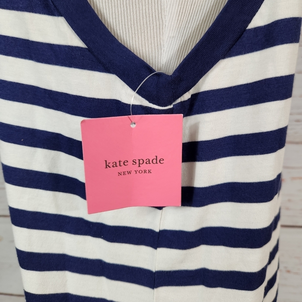 KATE SPADE Blue and White Striped Night Shirt Pajamas Size Small - Picture 4 of 7
